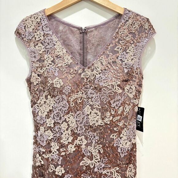 Alex Evenings NWT Purple Brown Lace Dress Gown sz 8 Elegant Formal Wedding MotB - Picture 2 of 13